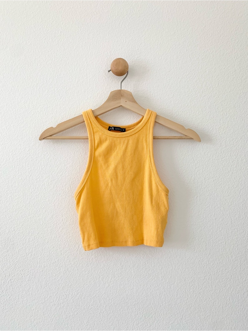 ❤️ 3/15 Zara Yellow Ribbed Cropped Tank Top US Medium